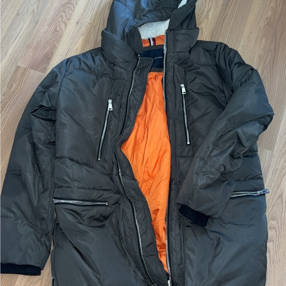 Tommy Hilfiger Black and Orange Puffer Jacket
